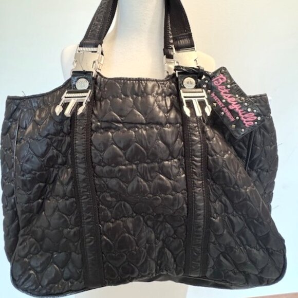Betsey Johnson Handbags - Betsey Johnson Betseyville Purse/Handbag Quilted Black Heart Print